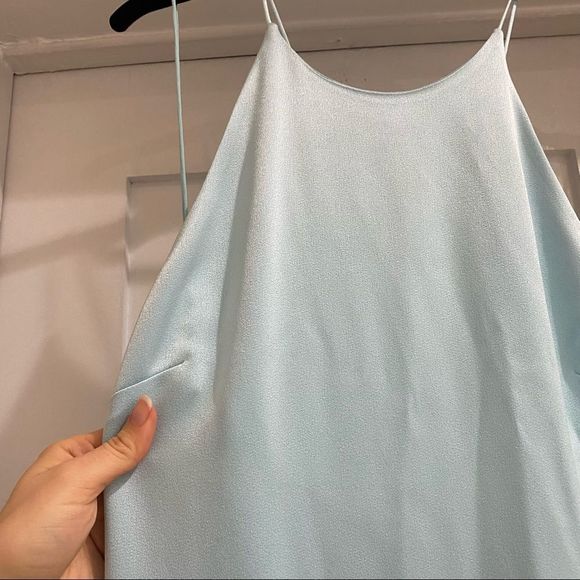 NWT Alice + Olivia Ettley Halter Satin Maxi Dress Gown in Light Blue - Size 8 - Picture 9 of 10